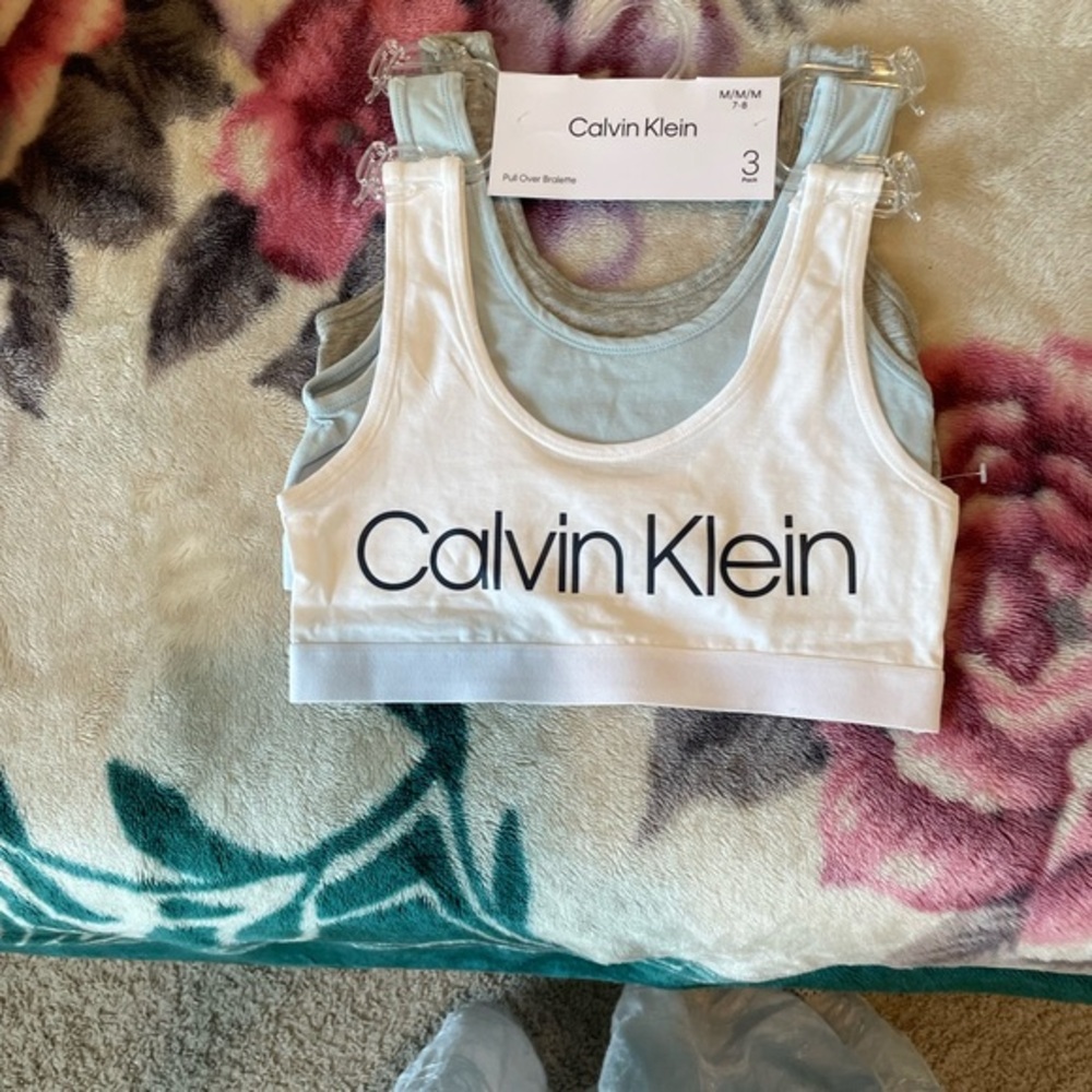 Calvin Klein White and Light Blue Bralette Set